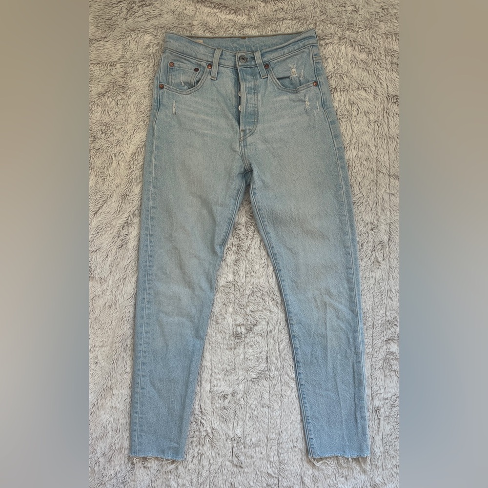 Levi’s 501 S Light Wash Skinny Raw Hem Jeans